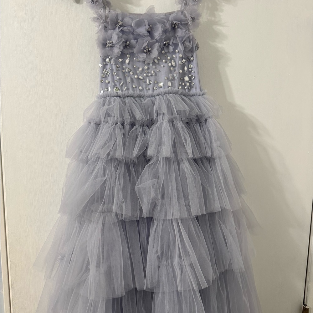 Tutu Du Monde blue-gray Tiered Tulle Dress